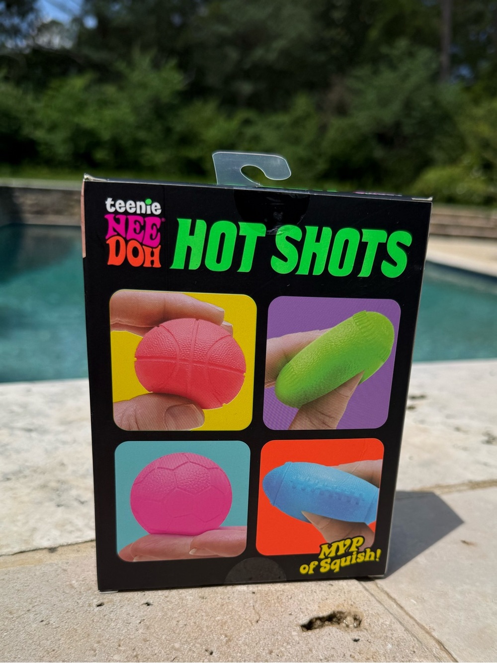 teenie NEEDOH Hot Shots Squish Ball Set - Red, Green, Pink, Blue - Picture 2 of 3